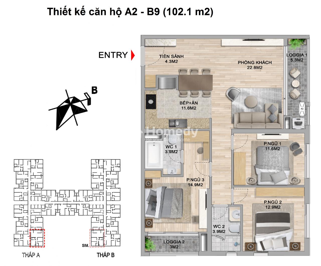 Thiết kế căn hộ tại dự án The Zei Mỹ Đình