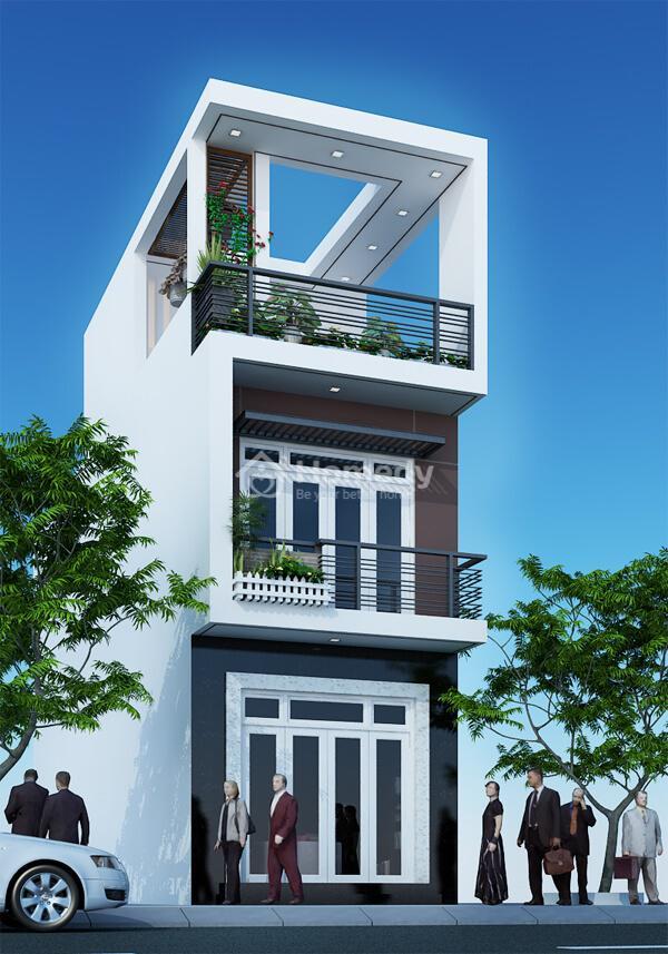 Mẫu thiết kế nhà ống 3 tầng có sân thượng