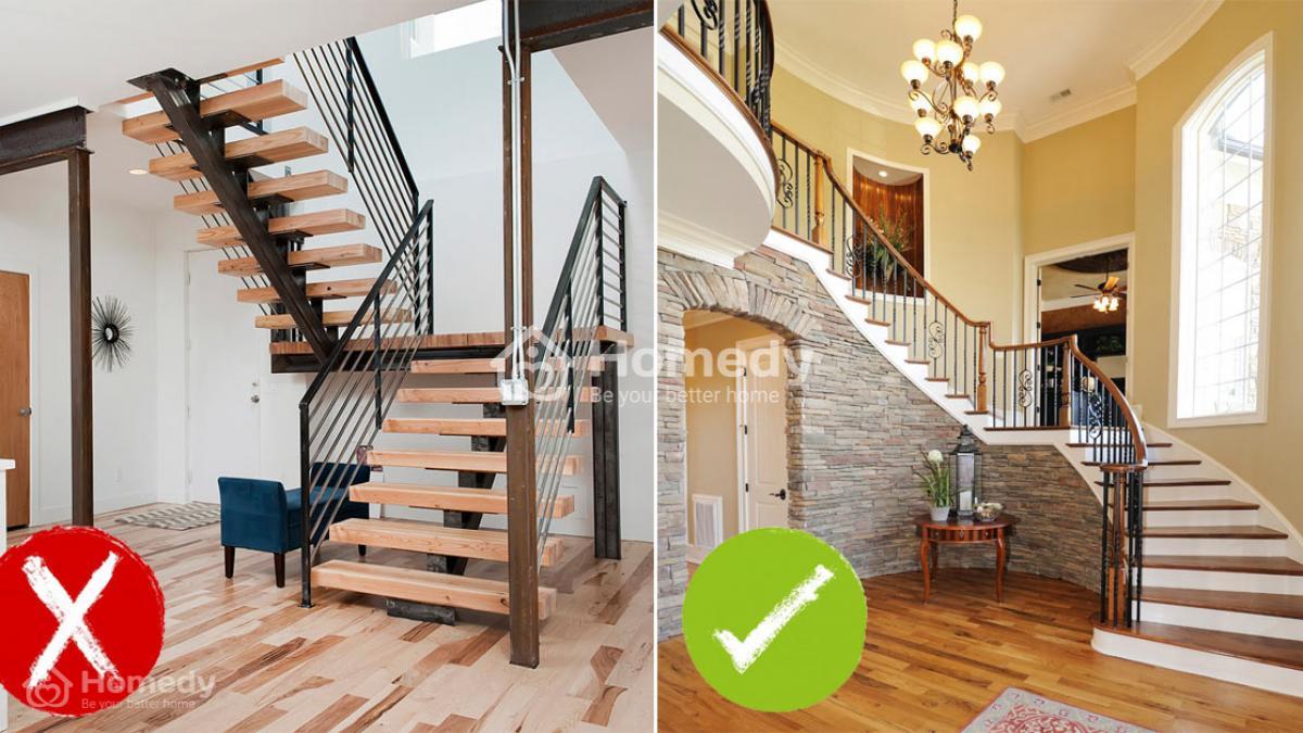 phong thủy cầu thang hướng ra cửa chính