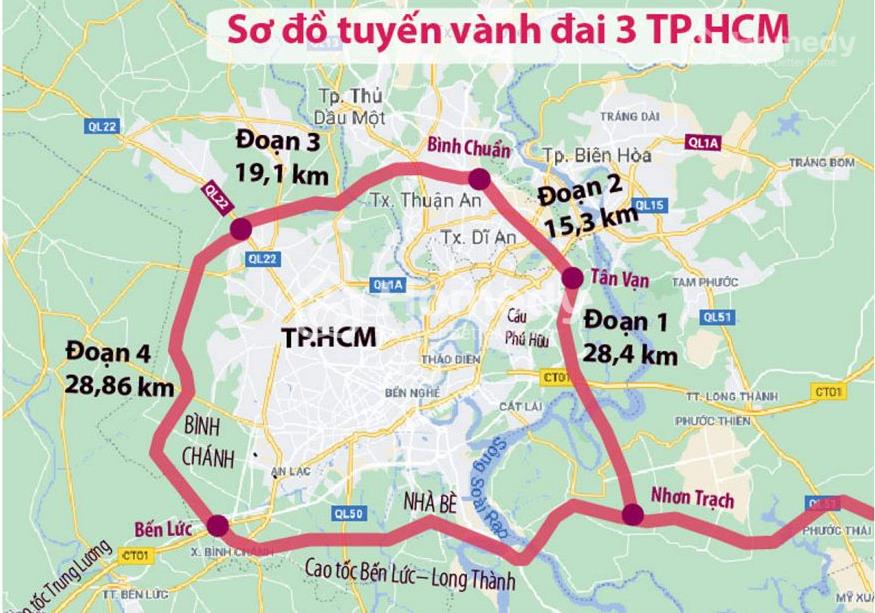 Bản đồ đường vành đai 3 tp hcm