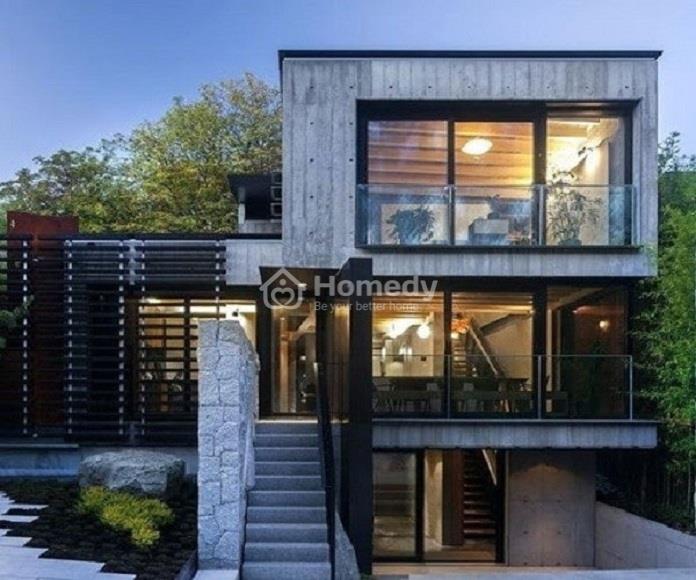 Mẫu nhà khung thép 3 tầng sang trọng