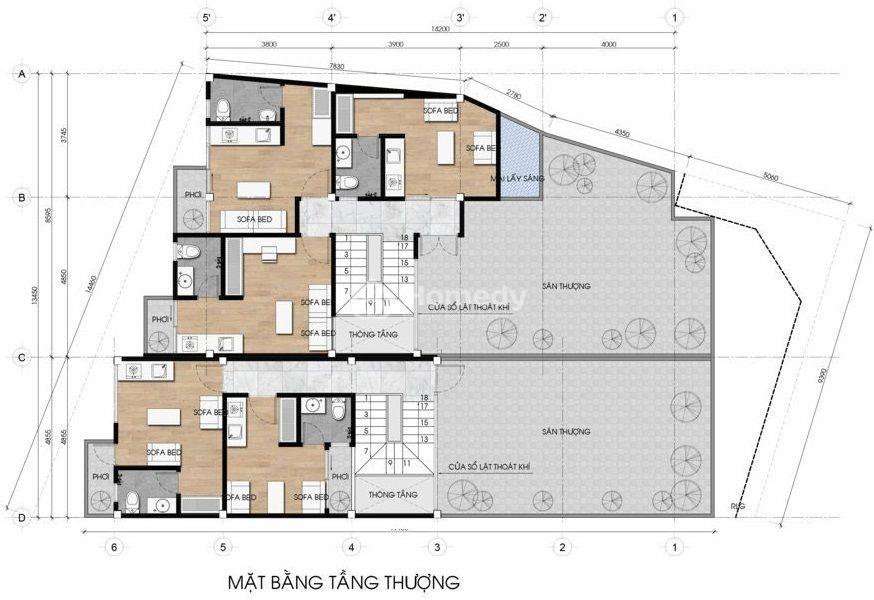 Bản vẽ thiết kế phòng trọ 2 tầng