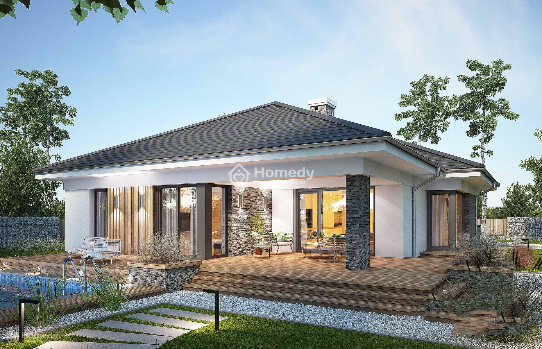 Mẫu biệt thự trệt tầng phong cách hiện đại