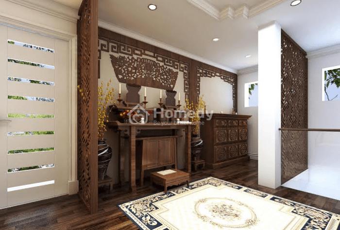 Bố trí bàn thờ trong phòng khách nhà ống không đặt ngược hướng nhà ở