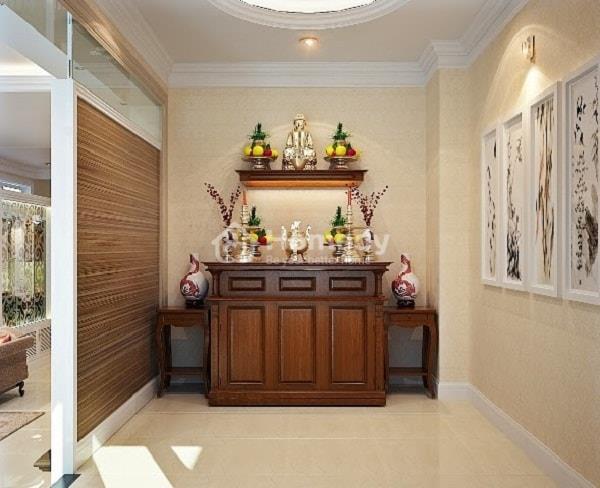 bố trí bàn thờ trong phòng khách nhà ống