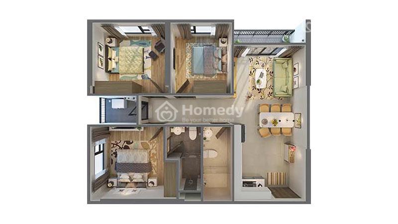 Thiết kế căn hộ 2PN Vinhomes Ocean Park