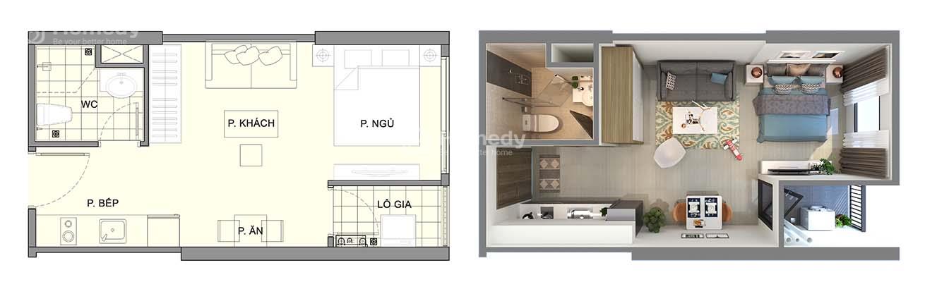 Thiết kế căn hộ studio Vinhomes Ocean Park