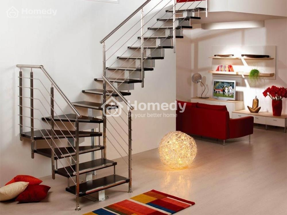 Cầu thang nhà ống hình long bàng tốt cho phong thủy