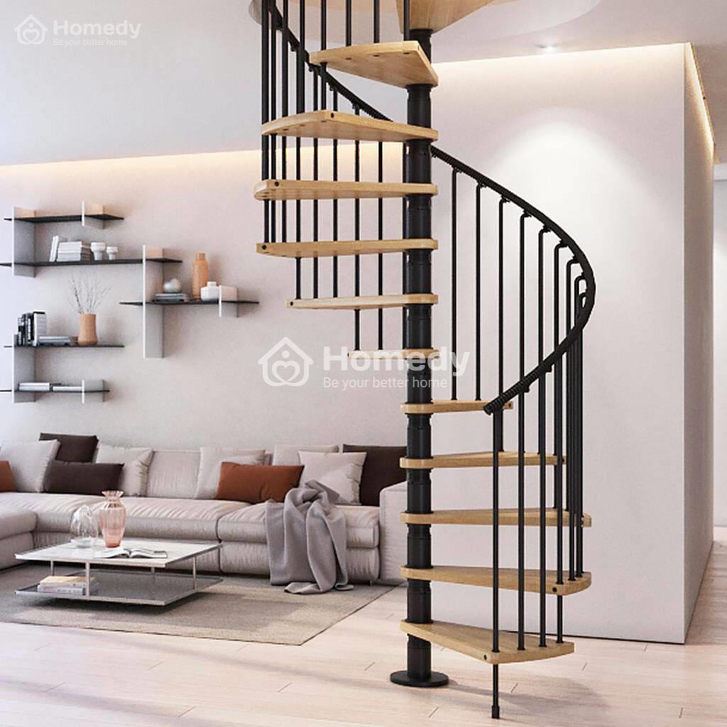 Thiết kế cầu thang nhà ống hình xoắn ốc được xem là tốt cho phong thủy
