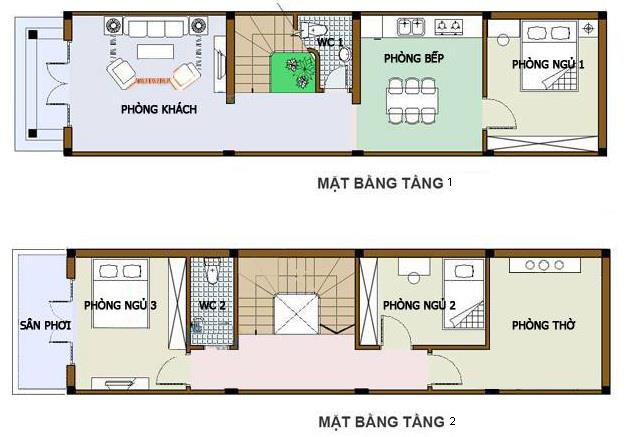 Minh họa thiết kế nhà 2 tầng 50m2