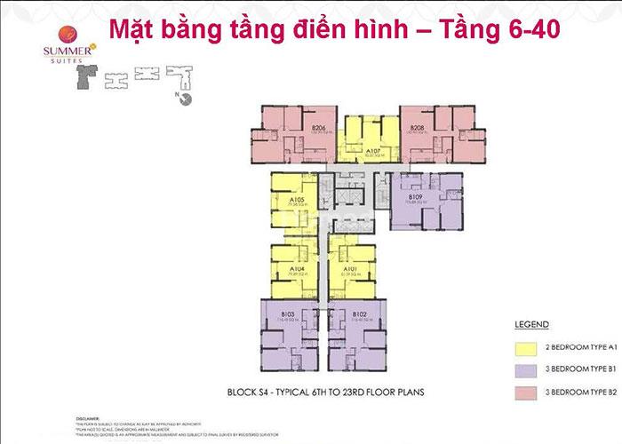 Mặt bằng điển hình tầng 5 dự án căn hộ Season Avenue của CapitaLand