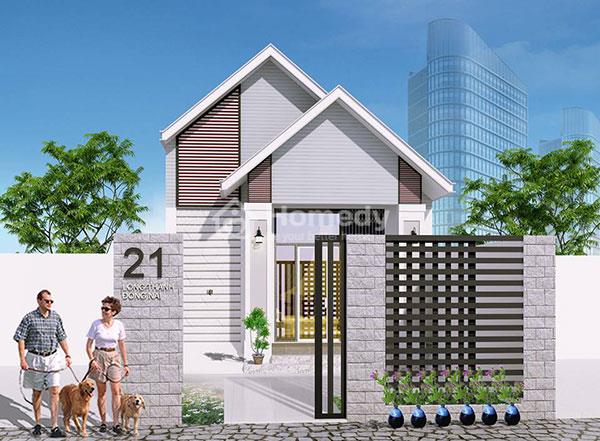 Mẫu mặt tiền nhà ống đẹp 1 tầng mái thái