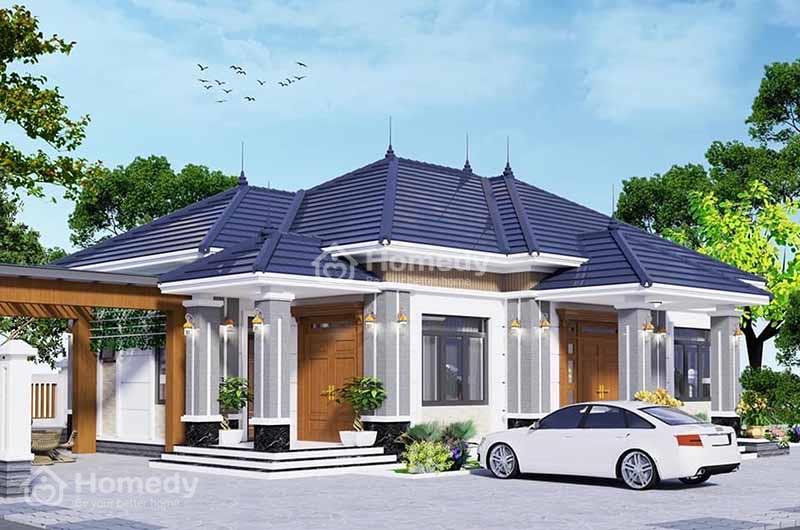 nhà cấp 4 mái nhật 3 phòng ngủ