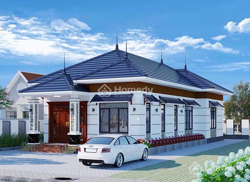 nhà cấp 4 mái nhật 3 phòng ngủ