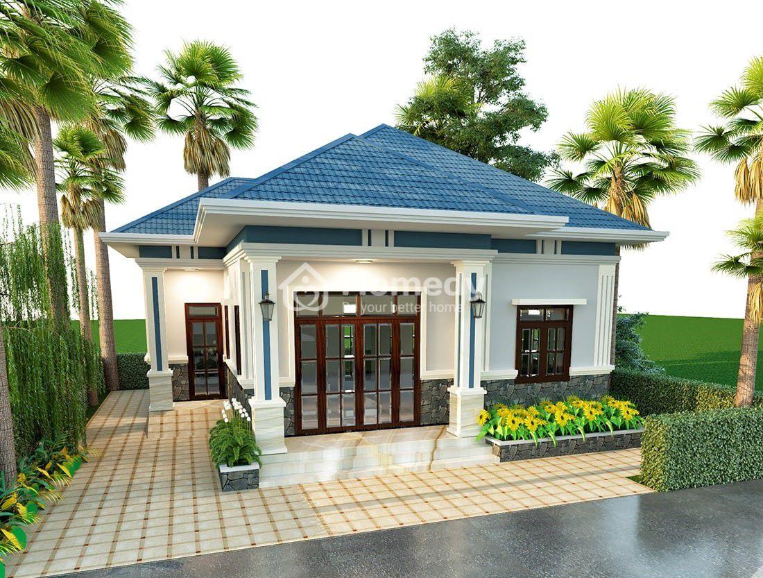 nhà cấp 4 mái nhật 3 phòng ngủ