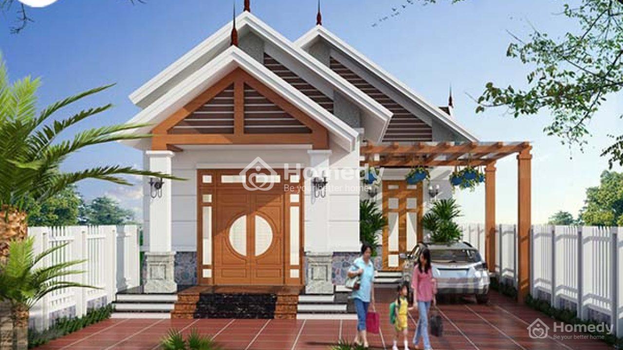 Mẫu nhà cấp 4 gác lửng dưới 100 triệu chữ L số 12
