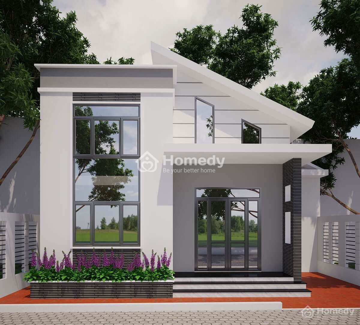 Mẫu nhà mái thái cấp 4 có gác lửng độc đáo số 5