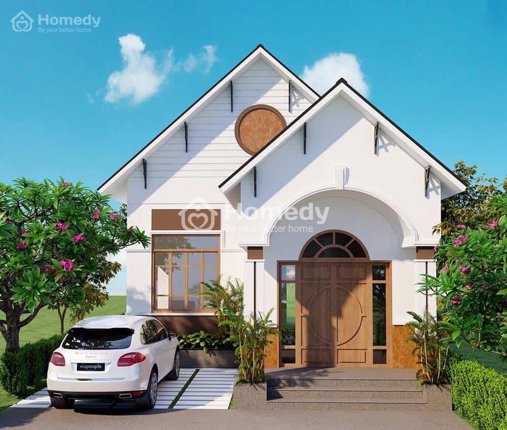 Mẫu nhà mái thái cấp 4 có gác lửng độc đáo số 8