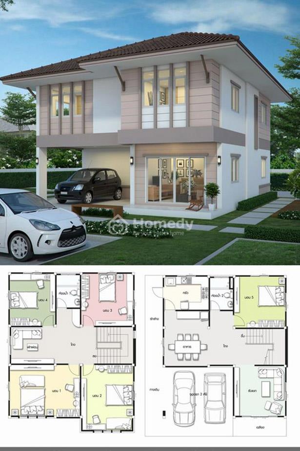 Mẫu nhà 2 tầng mái nhật hiện đại số 7