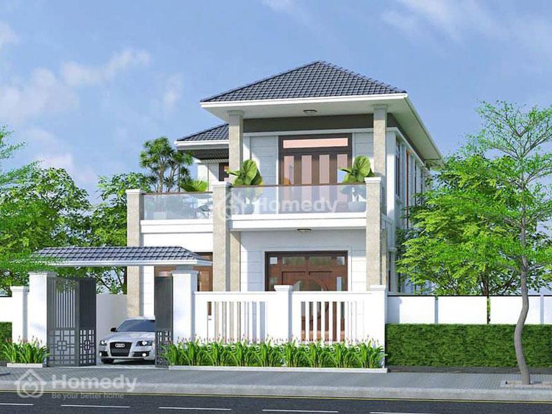 Mẫu nhà phố 2 tầng mái Nhật phong cách hiện đại
