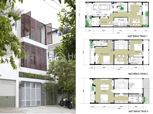 Nhà 3 tầng đẹp hiện đại kèm bản vẽ