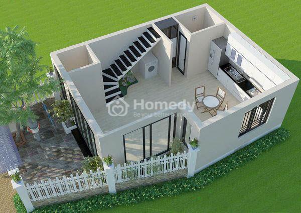 Nhà cấp 4 gác lửng mái bằng 1 phòng ngủ