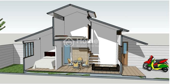Nhà cấp 4 có gác lửng 2 phòng ngủ