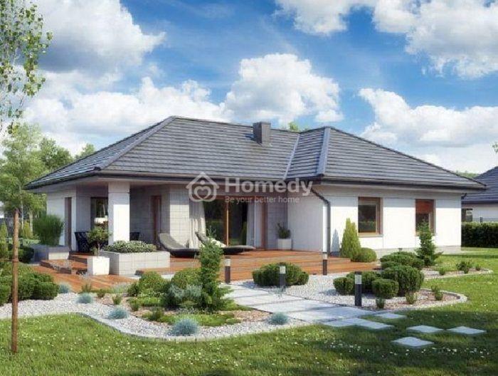 Mẫu nhà cấp 4 đẹp 100m2 3 phòng ngủ sân vườn