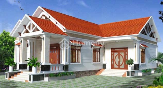 Mẫu nhà chữ L 1 tầng 4 phòng ngủ đẹp