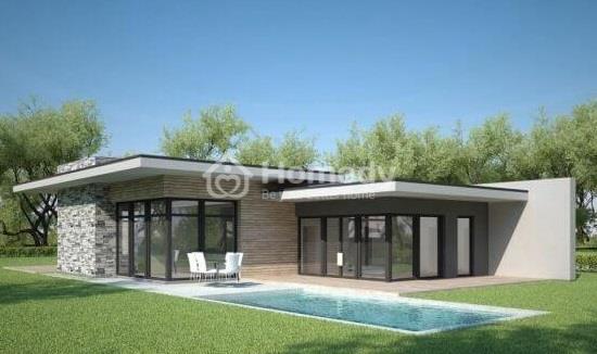 Mẫu nhà chữ l 1 tầng mái bằng 3 phòng ngủ