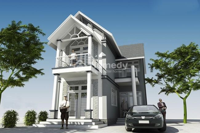 Mẫu nhà chữ L 2 tầng 60m2