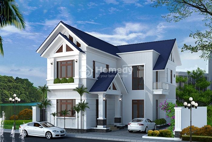 Mẫu nhà chữ L 2 tầng rộng 80m2