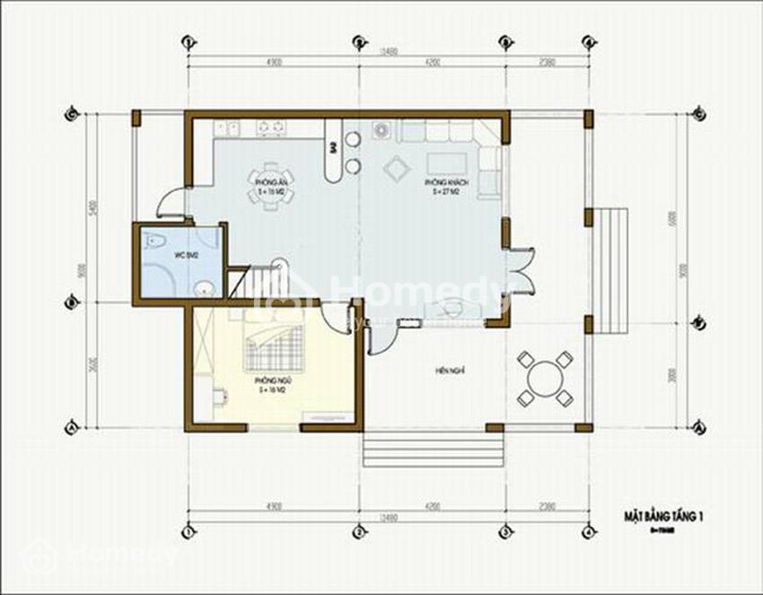Mẫu nhà 2 tầng chữ L 100m2 600 triệu