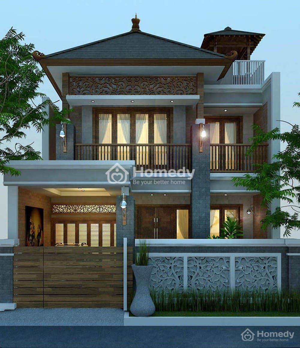  Mẫu nhà chữ L 2 tầng 600 triệu phong cách cổ