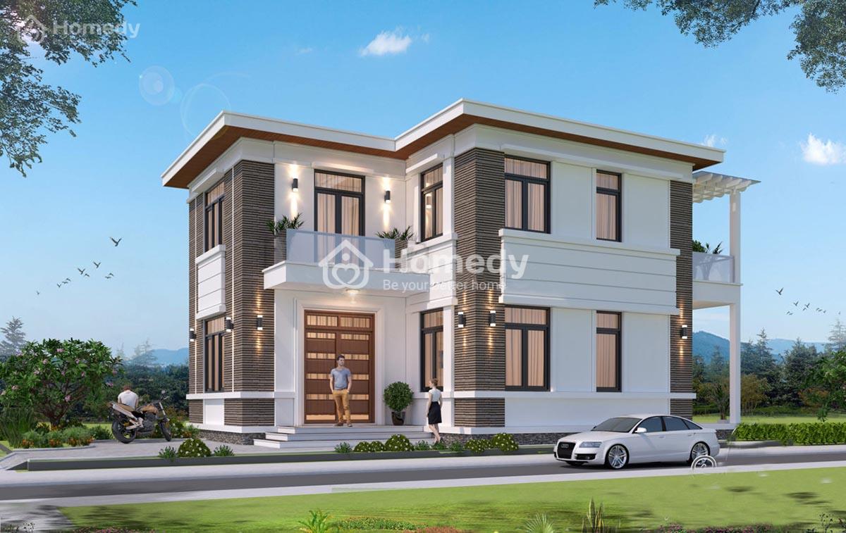Nhà chữ l 2 tầng mái bằng rộng 80m2