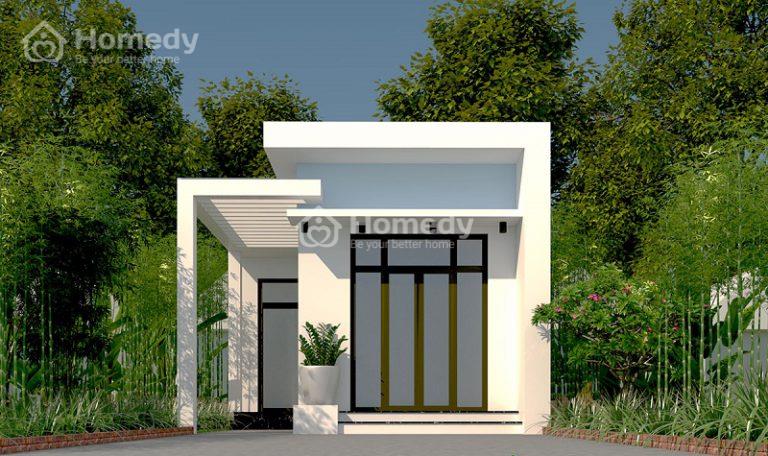 Mẫu nhà chữ l mái bằng rộng 66m2