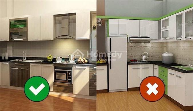 Tránh đặt bếp nấu sát với tủ lạnh