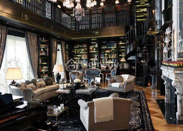 mẫu phòng đọc sách cổ điển đẹp mê đắm