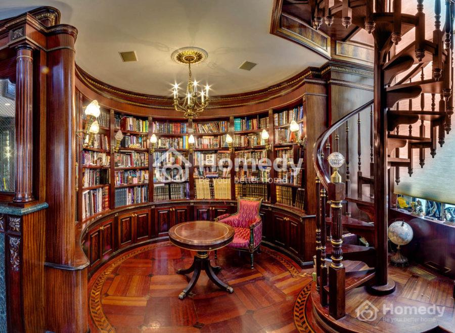 mẫu phòng đọc sách cổ điển đẹp mê đắm