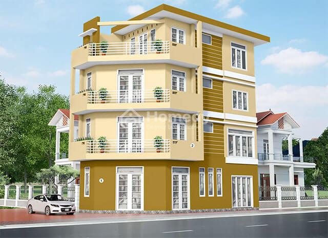 Các mẫu nhà sơn mặt tiền màu vàng kem đẹp