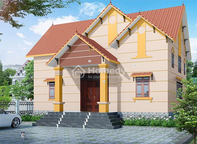 sơn mặt tiền nhà màu vàng kem