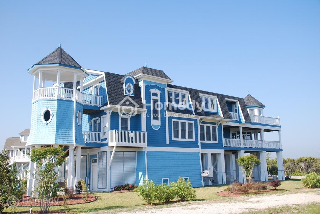 sơn mặt tiền nhà màu xanh dương