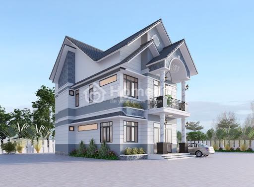 Tổng hợp các mẫu sơn mặt tiền nhà màu xanh ghi đẹp