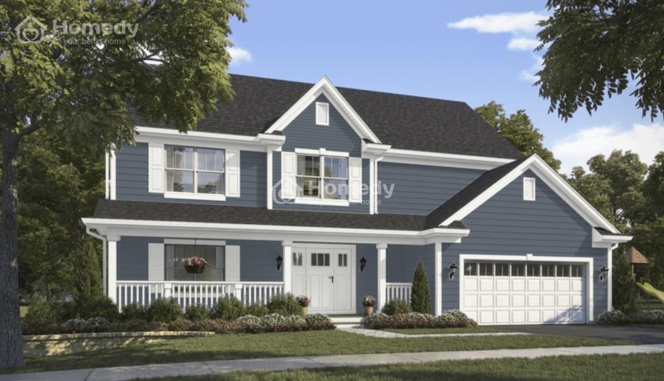 Tổng hợp các mẫu sơn mặt tiền nhà màu xanh ghi đẹp