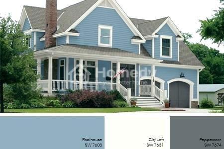 Tổng hợp các mẫu sơn mặt tiền nhà màu xanh ghi đẹp