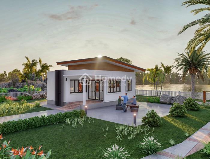 thiết kế nhà 1 tầng 2 phòng ngủ 80m2