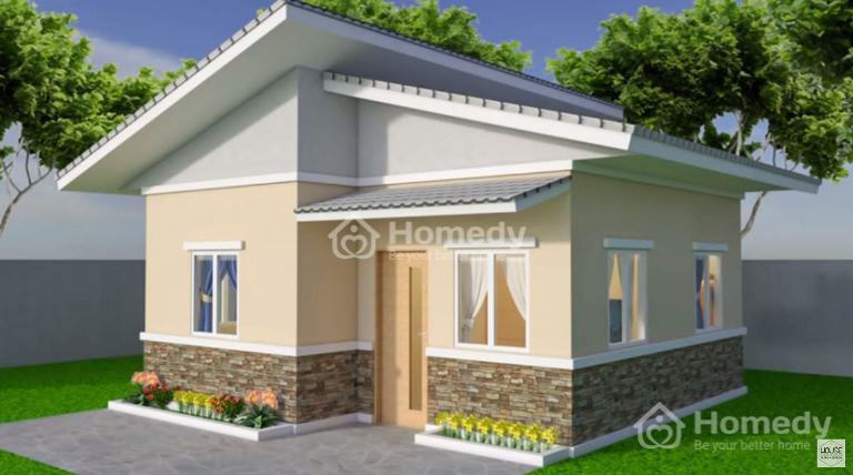 thiết kế nhà 1 tầng 2 phòng ngủ 80m2