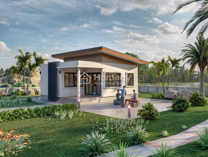 thiết kế nhà 1 tầng 2 phòng ngủ 80m2