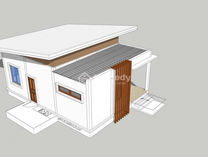 thiết kế nhà 1 tầng 2 phòng ngủ 80m2