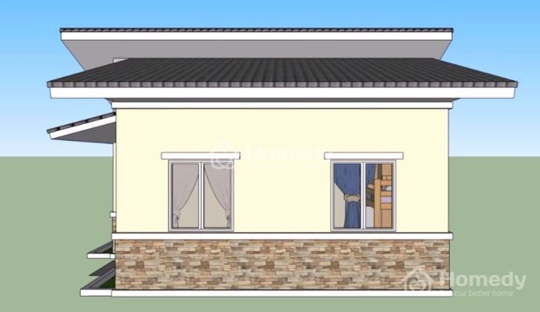 thiết kế nhà 1 tầng 2 phòng ngủ 80m2